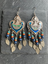 Load image into Gallery viewer, Statement meenakari earrings in silver