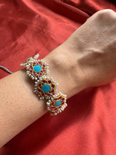 Load image into Gallery viewer, Turquoise & kundan bracelet/ Ponchi