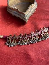 Load image into Gallery viewer, Ruby red peacock kundan bracelet/ Ponchi