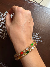 Load image into Gallery viewer, Gold polish navaratna single bangle