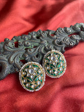 Load image into Gallery viewer, One of a kind Silver 92.5 gold polish inlay work kundan studs