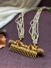 Load image into Gallery viewer, Statement coral comb necklace in silver & pearls (removable pearl bunch)