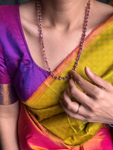 Load image into Gallery viewer, Rubies & pearls on silver single chain