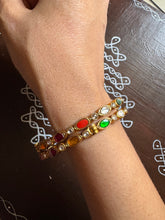 Load image into Gallery viewer, Gold polish navaratna single bangle