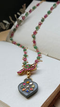 Load image into Gallery viewer, Dainty inlay work neckpiece in natural aventurine and gemstones
