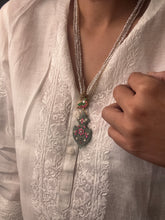 Load image into Gallery viewer, Dainty inlay work necklace in natural aventurine and gemstones