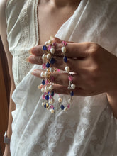 Load image into Gallery viewer, Multicoloured 2 layered detachable chain with pearls & semiprecious stones.