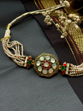 Load image into Gallery viewer, One of a kind mother of pearl and silver choker