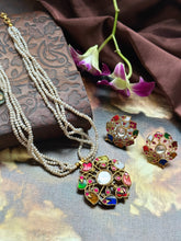 Load image into Gallery viewer, Statement Navarathna pendant necklace set