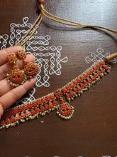 Load image into Gallery viewer, Coral choker necklace with earrings
