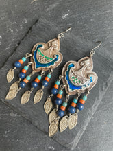 Load image into Gallery viewer, Statement meenakari earrings in silver