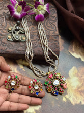 Load image into Gallery viewer, Statement Navarathna pendant necklace set