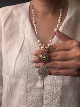 Load image into Gallery viewer, Dainty Inlay work necklace in natural aventurine and gemstones