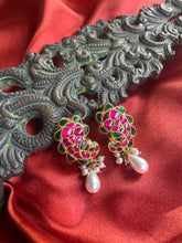 Load image into Gallery viewer, Silver 92.5 gold polish kundan peacock studs
