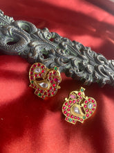 Load image into Gallery viewer, Silver 92.5 gold polish kundan peacock earrings