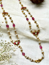 Load image into Gallery viewer, Rubies & pearls on silver double chain