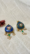 Load image into Gallery viewer, Kundan work (925 silver) earrings in gold polish