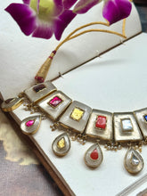 Load image into Gallery viewer, Statement inlay work navratna necklace