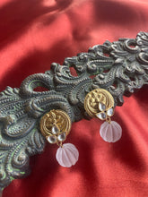 Load image into Gallery viewer, Silver 92.5 gold polish kundan earrings with onyx drops