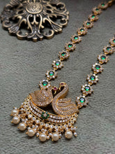 Load image into Gallery viewer, Vintage style swan necklace with cut stones