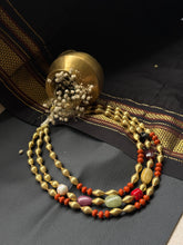 Load image into Gallery viewer, Statement multilayer coral dolki navratna necklace