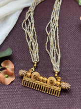 Load image into Gallery viewer, Statement coral comb necklace in silver & pearls (removable pearl bunch)