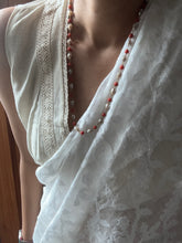 Load image into Gallery viewer, Carved (water melon shaped corals ) & tulip flower shaped pearls on silver 925 and gold polish