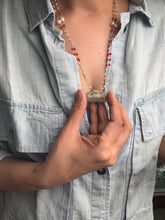 Load image into Gallery viewer, Dainty Inlay work neckpiece in natural aventurine and gemstones