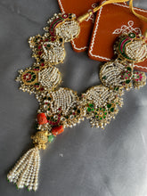 Load image into Gallery viewer, One of a kind, statement pearl choker necklace with kundan work pendant