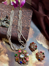 Load image into Gallery viewer, Statement Navarathna pendant necklace set