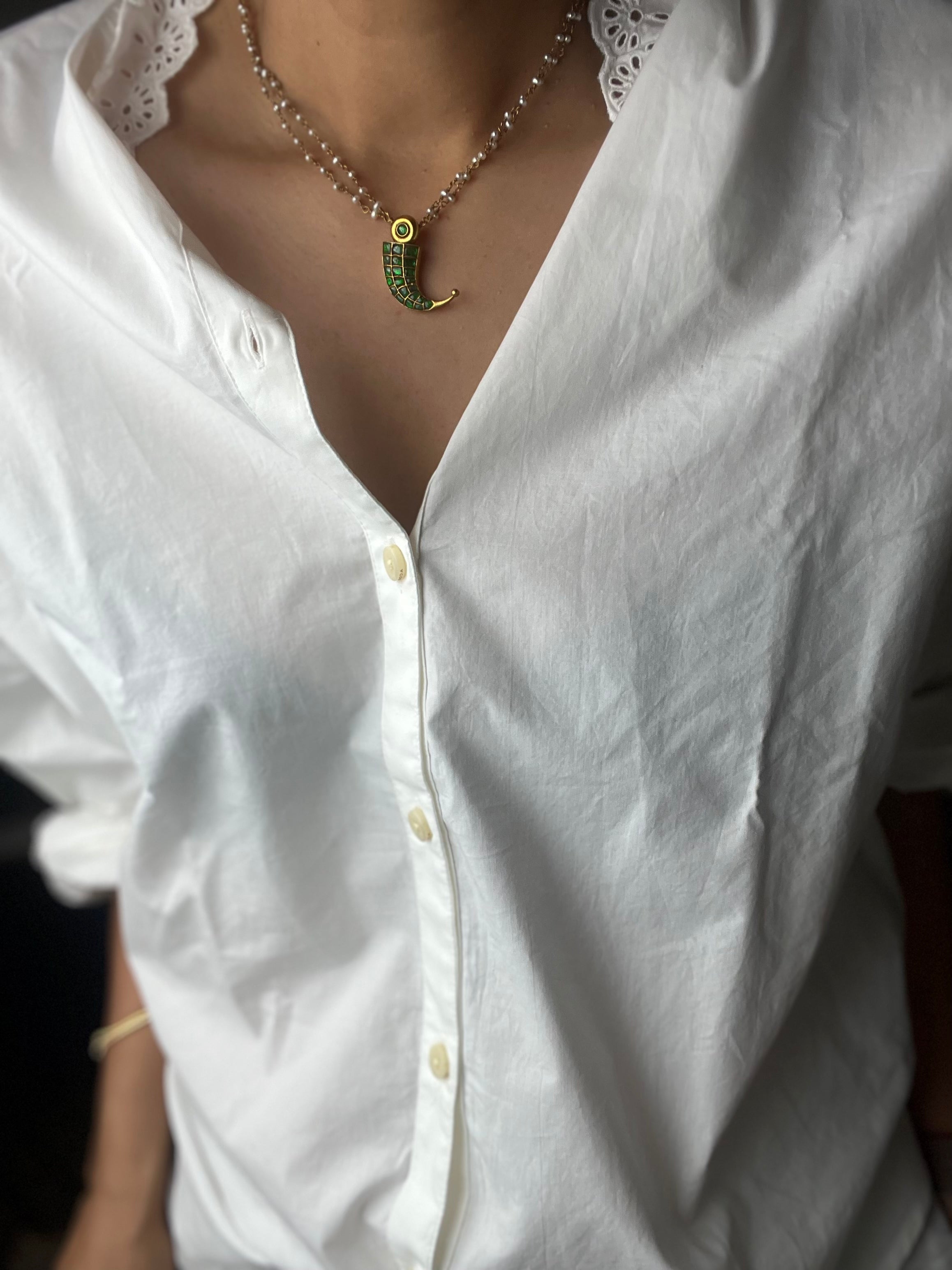 Emerald claw pendant set Potpourri Studio