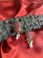 Load image into Gallery viewer, Silver 92.5 gold polish kundan peacock studs