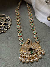 Load image into Gallery viewer, Vintage style swan necklace with cut stones