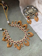 Load image into Gallery viewer, Statement vintage style necklace set in silver 925 & gold polish