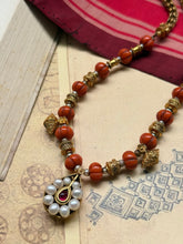 Load image into Gallery viewer, Coral necklace in silver 925 and gold polish