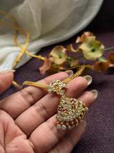 Load image into Gallery viewer, Gold polish classic adigai necklace in silver 925