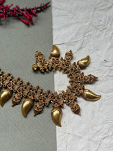Load image into Gallery viewer, Statement mango necklace with earrings (comes with an adjustable thread-work)