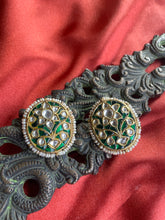 Load image into Gallery viewer, One of a kind Silver 92.5 gold polish inlay work kundan studs