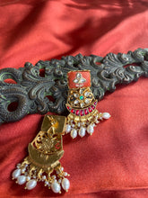 Load image into Gallery viewer, Silver 92.5 gold polish kundan coral inlay work chandbalis