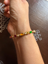Load image into Gallery viewer, Gold polish navaratna single bangle