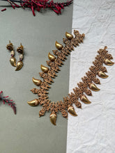 Load image into Gallery viewer, Statement mango necklace with earrings (comes with an adjustable thread-work)