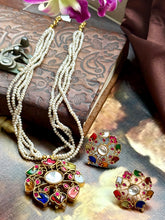 Load image into Gallery viewer, Statement Navarathna pendant necklace set