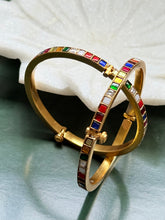 Load image into Gallery viewer, Multicoloured openable kundan stone bangle
