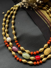 Load image into Gallery viewer, Statement multilayer coral dolki navratna necklace