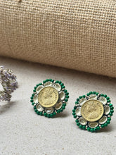 Load image into Gallery viewer, Statement Silver 92.5 victorian empress coin studs