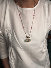 Load image into Gallery viewer, Dainty Inlay work neckpiece in natural aventurine and gemstones