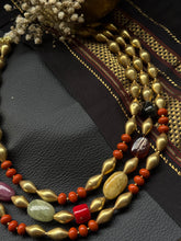 Load image into Gallery viewer, Statement multilayer coral dolki navratna necklace