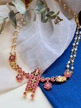 Load image into Gallery viewer, Traditional southindian necklace in silver 925, Burmese rubies & mossanite