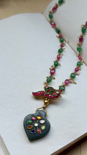 Load image into Gallery viewer, Dainty inlay work neckpiece in natural aventurine and gemstones
