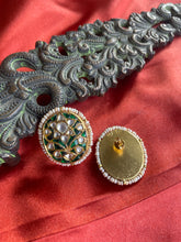 Load image into Gallery viewer, One of a kind Silver 92.5 gold polish inlay work kundan studs